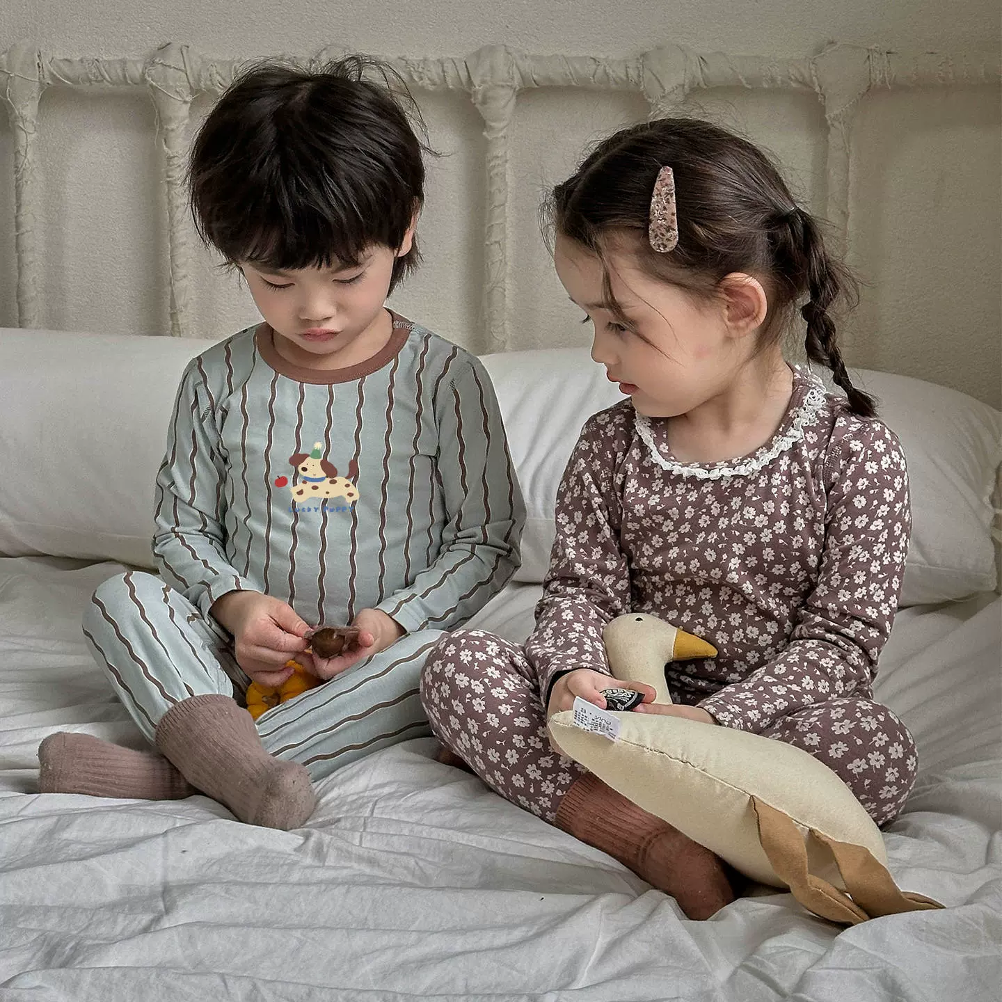 【10A抗菌】儿童纯棉无骨莱卡家居服套装男女宝秋衣秋裤睡衣套装