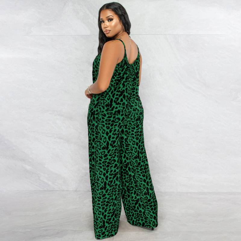 Jumpsuit Summer Leopard Print Strap Casual Jumpsuit Women