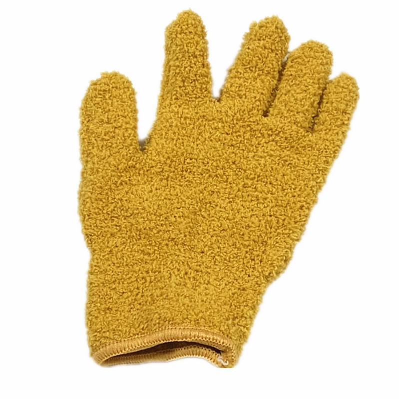 Guantes de polvo de fibra ultra fina guantes de coral guantes de lavado de coche limpieza color sólido de cinco dedos del hogar absorbente guantes de pelo seco