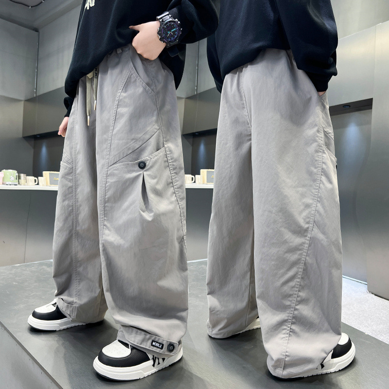 男童春秋款工装裤2025新款大童秋季宽松男孩秋装直筒儿童裤子帅气|undefined