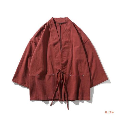 Hanfu-style men's ancient Chinese fashion immortal robes summer 7/8 sleeve Chinese-style open jacket casual young men Tang suit outerwear trendy