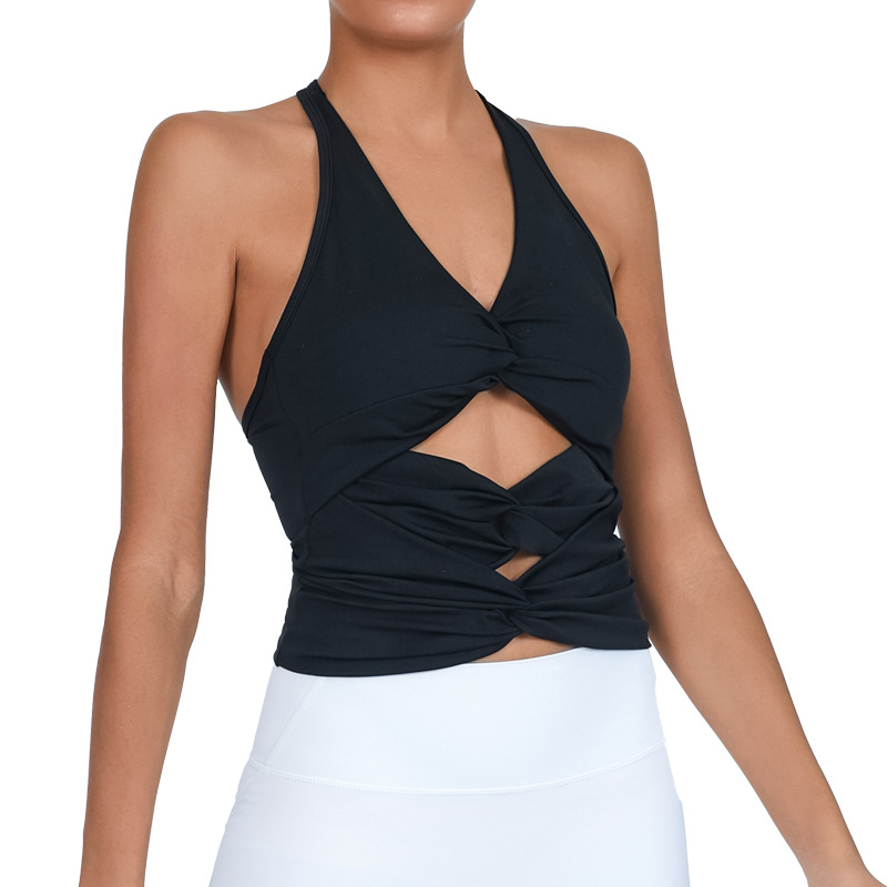 Chaleco de yoga de mujeres de comercio exterior transfronterizo ropa deportiva con cojín de pecho de alta velocidad elástica seco cruzado chaleco en I en stock