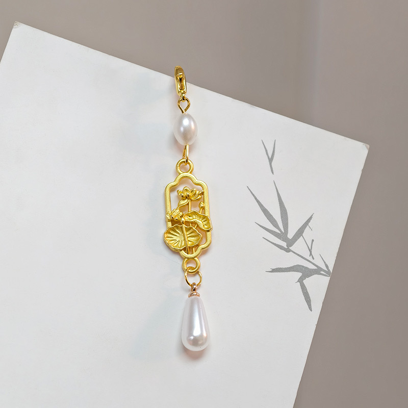 国民スタイル合金竹フレッシュピンクフラワーペンダント中国ベルペンダント古代スタイルチャイナ韓服衣類アクセサリー