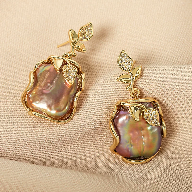 Purple set from pearl, earrings, 3 piece set, silver 925 sample