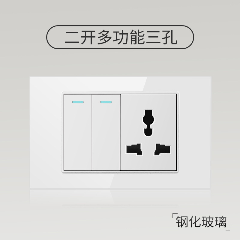Taiwán 110V estándar americano USB blanco vidrio templado interruptor socket 118 Tipo de pared panel fábrica al por mayor