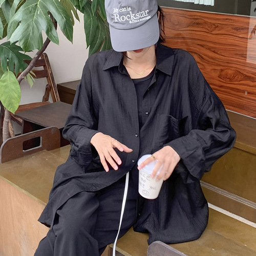 Black and White Loose Overlay Tencel Sun Protective Shirt for Women - Summer Thin Version Open Cardigan Air Conditioning Shirt Thin Covering Top