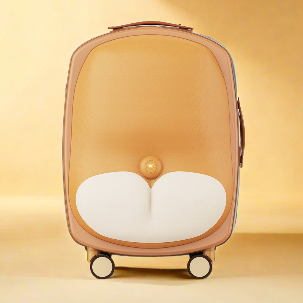 Vali kéo nhựa cứng 18 inch họa tiết Corgi dễ thương bánh xe im lặng đa hướng — Vali 18 inch dễ thương Corgi chi tiết 14
