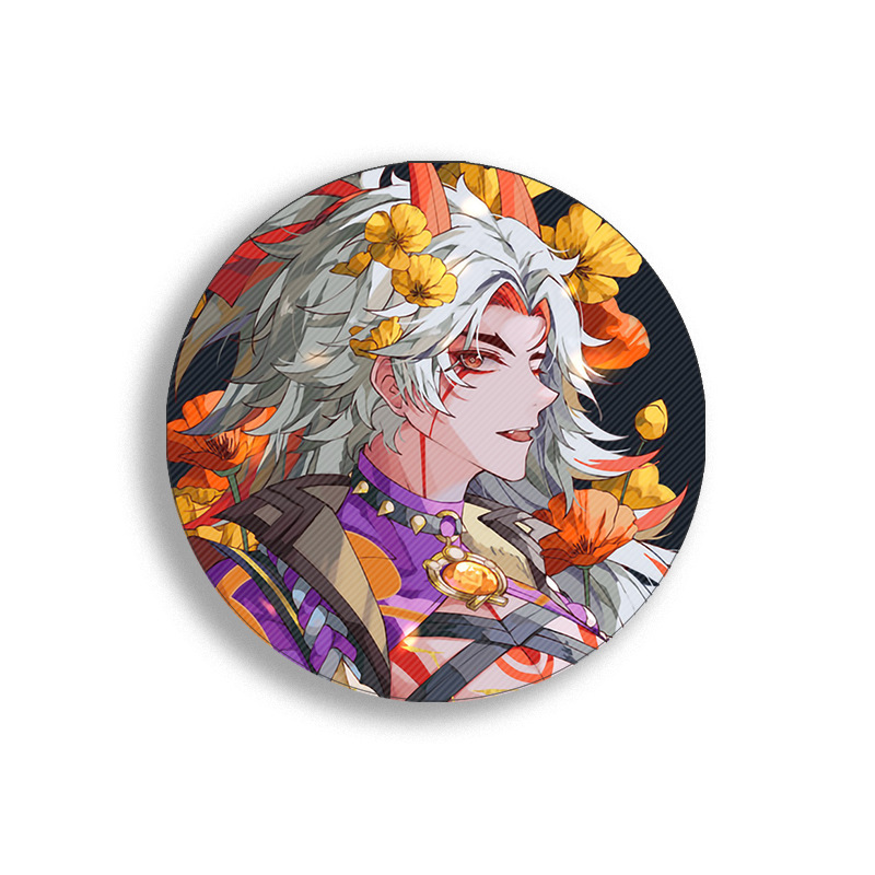 58mm Game Genshin Impact Brooch Pins Anime Badge Cosplay Yae Miko Xiao Zhongli Accessories For Clothes Backpack Decoration Gift