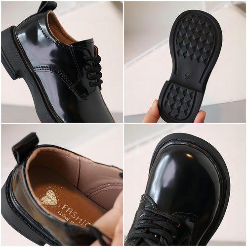 Children's leather shoes 2026 spring new matte performance shoes England lacing daily girls 'single-layer shoes boys' leather shoes