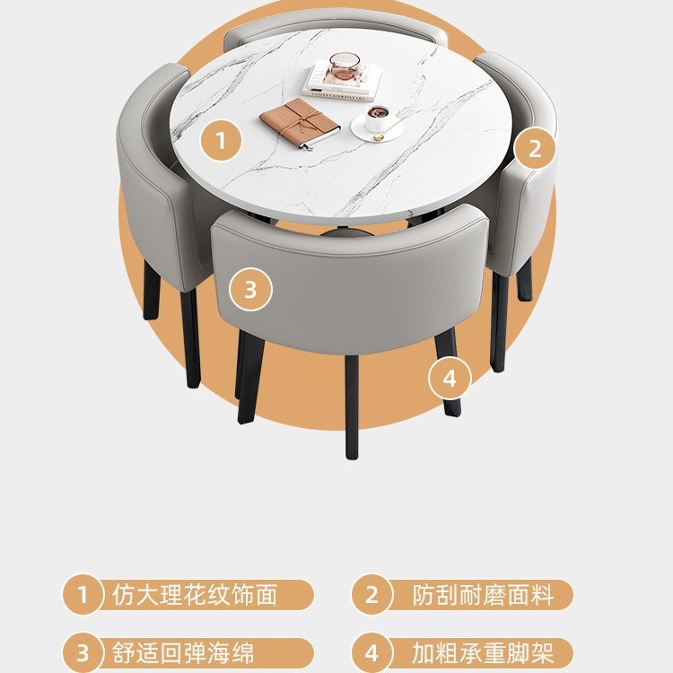 Conjunto de mesa y sillas para recepción, mesa de negociación, mesa y sillas para recepción de tienda, mesa redonda pequeña de oficina, estilo empresarial