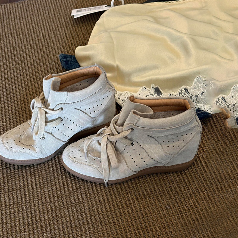 Soft Leather Version~Retro High-Top Shoes, Round-Toe Lace-Up Casual Shoes, Versatile Height-Increasing Motorcycle Boots, Women's Short Martin Boots Soft Leather Version~Retro High-Top Shoes, Round-Toe Lace-Up Casual Shoes, Versatile Height-Increasing Motorcycle Boots, Women's Short Martin Boots