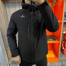 秋冬新款男士2024时尚简约连帽棉服外套百搭户外休闲防风冲锋衣