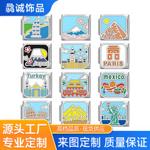 新款跨境城市金属钛钢风景地标意大利模块手链dly可自由搭配拼接