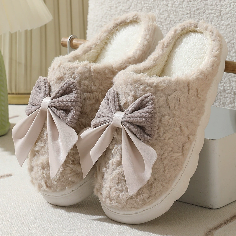 Demi-season slippers with bow, non-slip keep warm comfortable footwear for pregnant