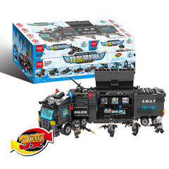 明迪C008拼裝積木8合1特警獵豹隊DIY小顆粒兒童益智玩具男孩警車