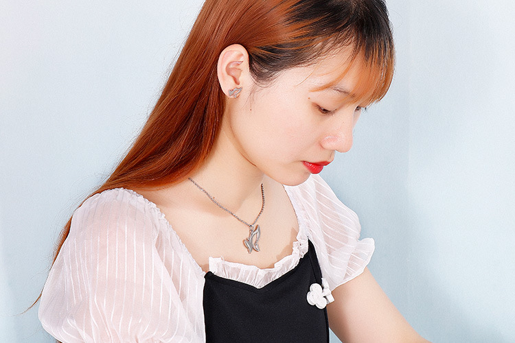 stainless steel necklace earrings jewelry set wholesale