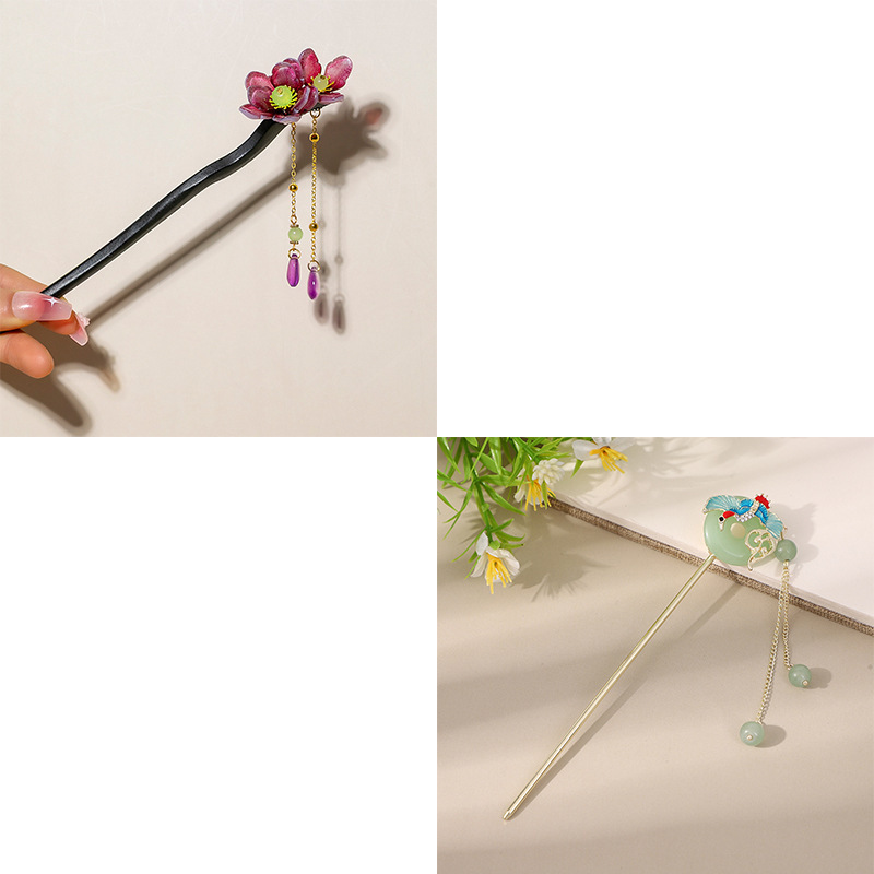 古风流苏花朵发簪女新中式旗袍百搭汉服发钗子步摇盘发批发簪子女|undefined
