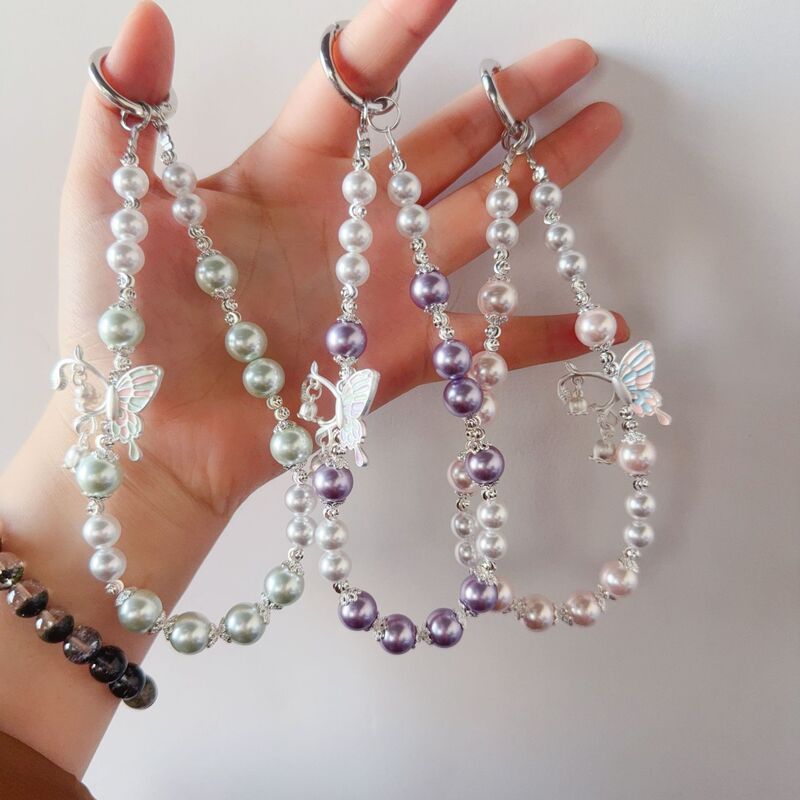 Ins New Pearl Bow Beaded Pendant Mobile Phone Case Keychain Hanging Wrist Strap Mobile Phone Lanyard Accessories