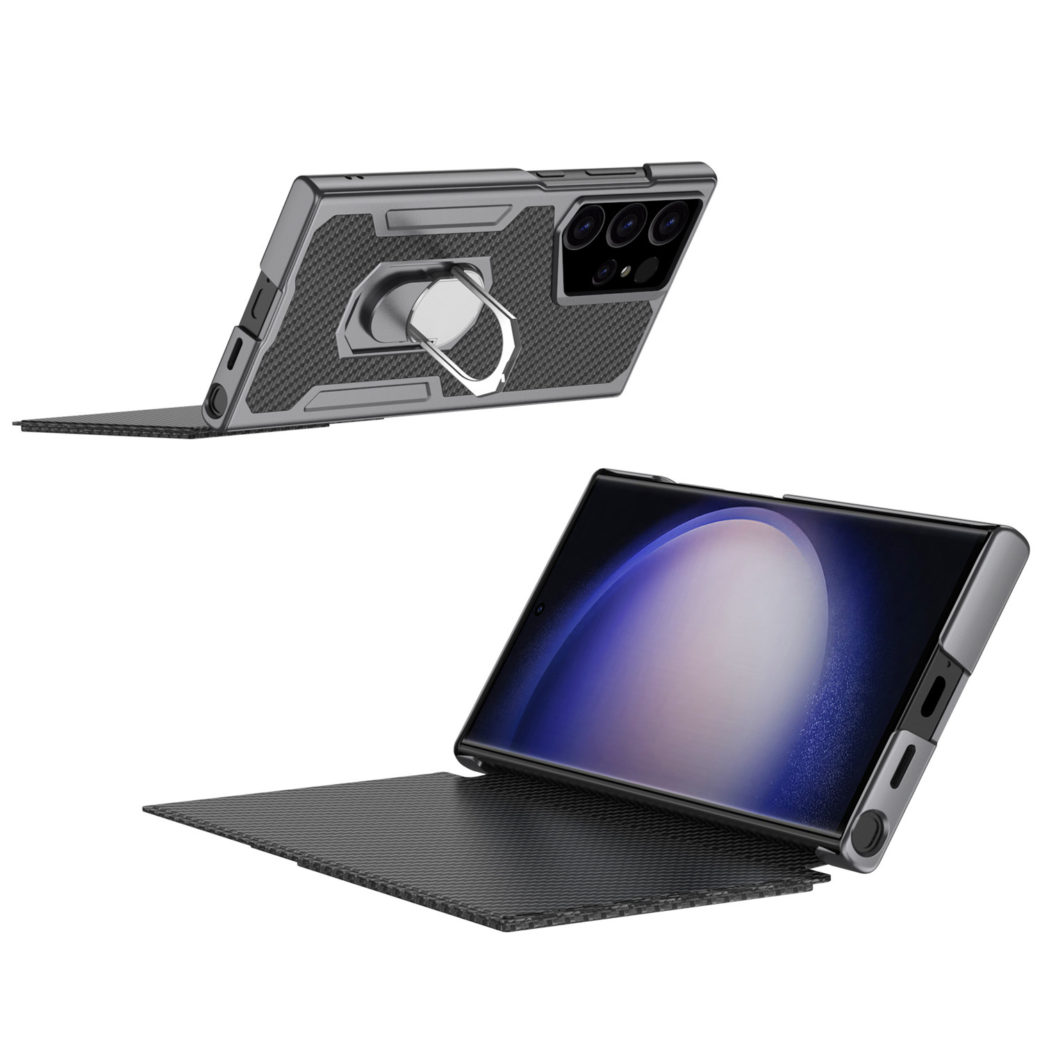 适用于三星S23ultra铠甲手机壳 S3翻盖皮套支架二合一防摔保护壳