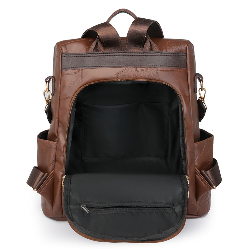 Mochila de mujer de todo fósforo 2024 nueva mochila de gran capacidad de moda casual para mujer bolso de viaje antirrobo de cuero suave para mujer