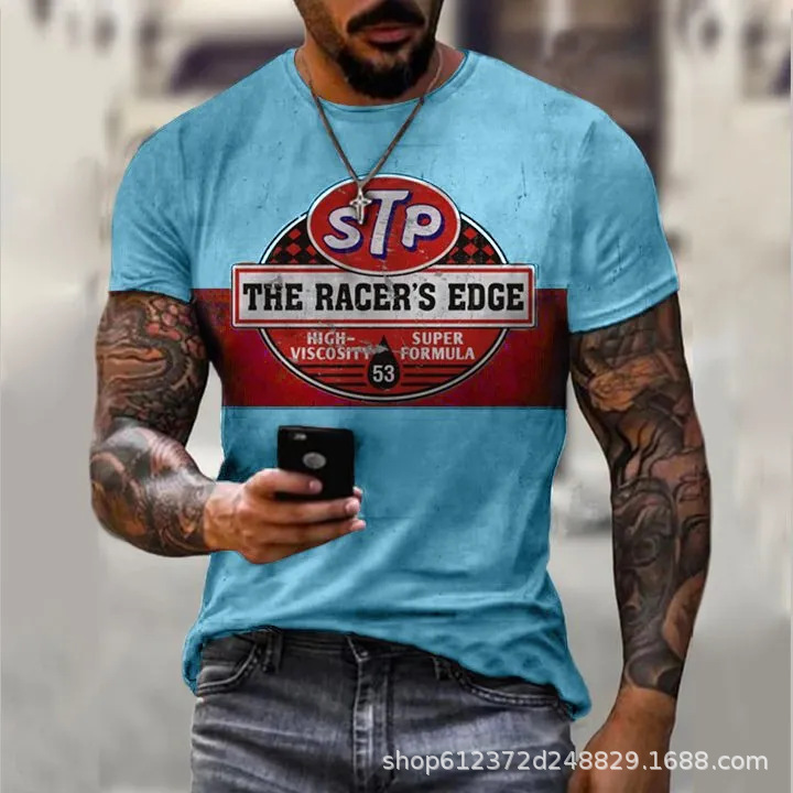 Fabricante de la fuente de los hombres de la camisa de manga corta de la calle Nueva Venta caliente de comercio electrónico transfronterizo camiseta impresa 3D arte flexible