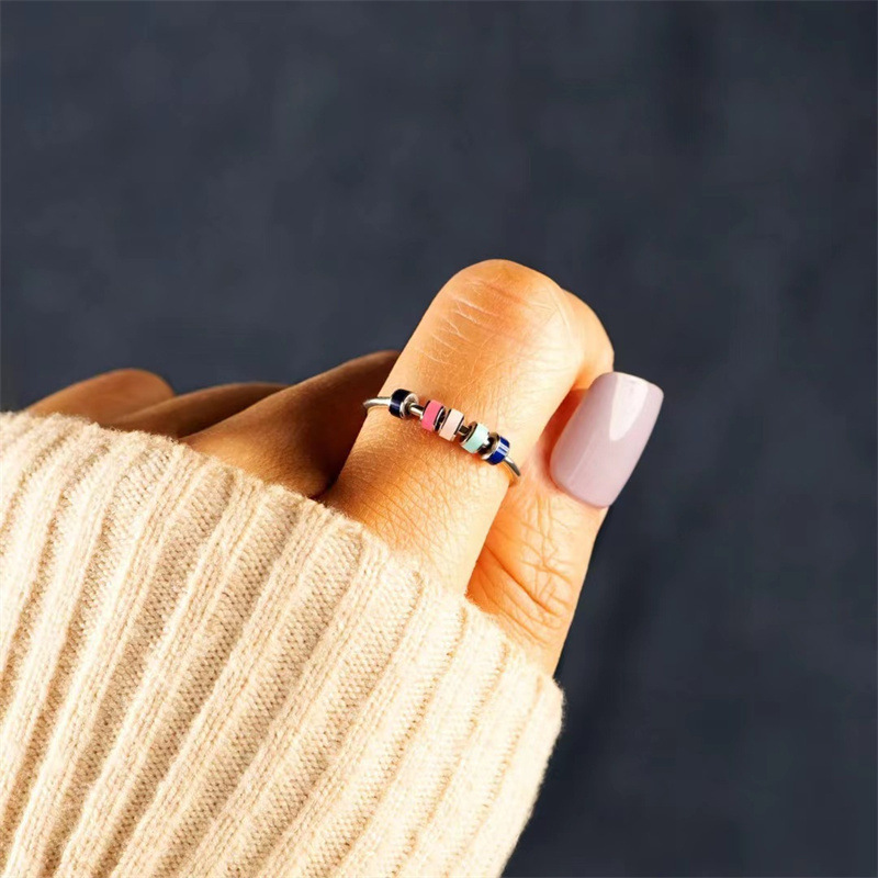 Fashion Geometric Stainless Steel Enamel Plating Open Ring 1 Piece display picture 1