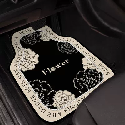 diatom mud universal car mat black: Universal Foot Pad - shallow-frame-ink-bottom-camellia-blossom-5060cm-25mm-diatom-mud-front-row-1-piece