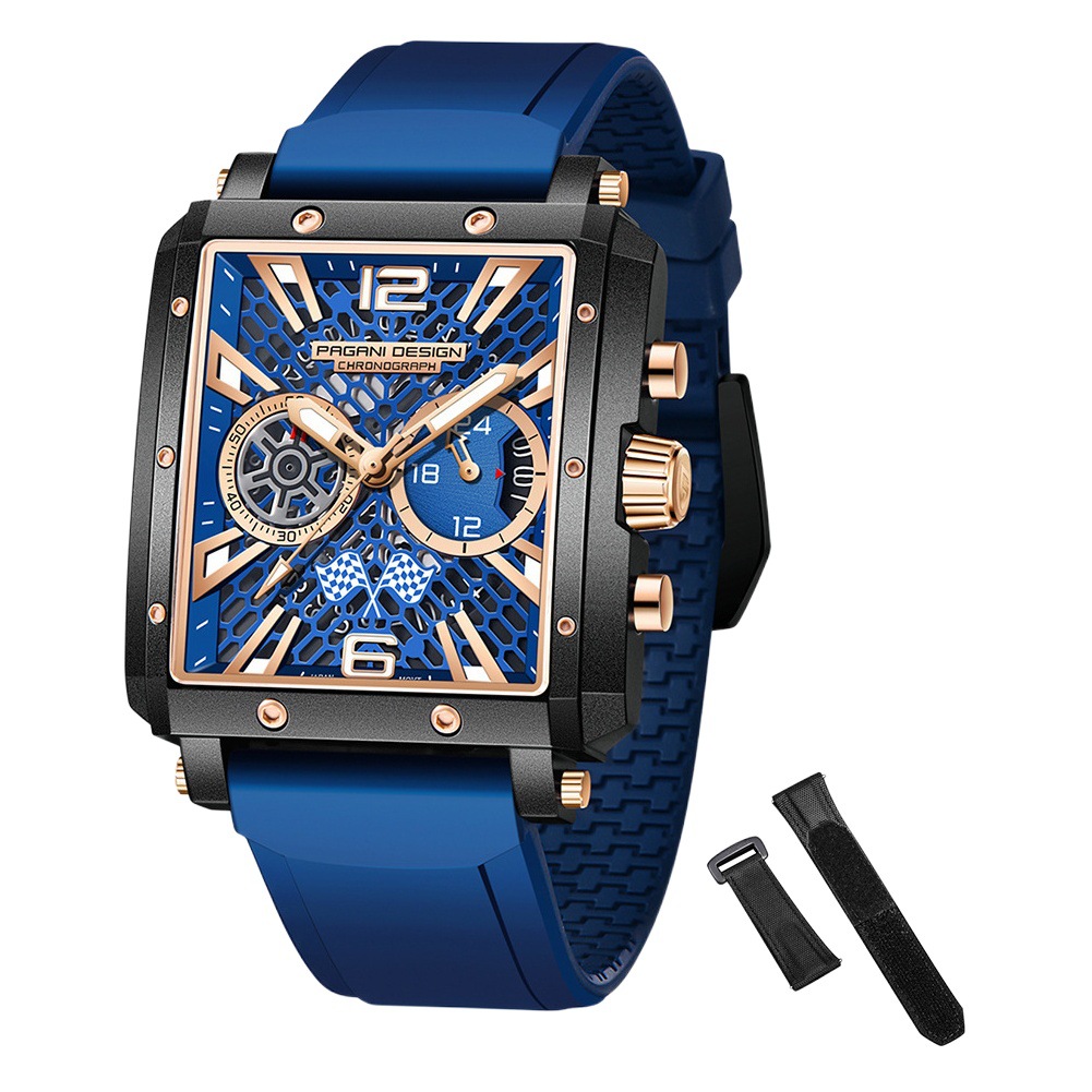 Bojiani Pagani PD1725 Reloj para hombre de acero inoxidable de moda multifuncional impermeable luminoso cuarzo reloj deportivo