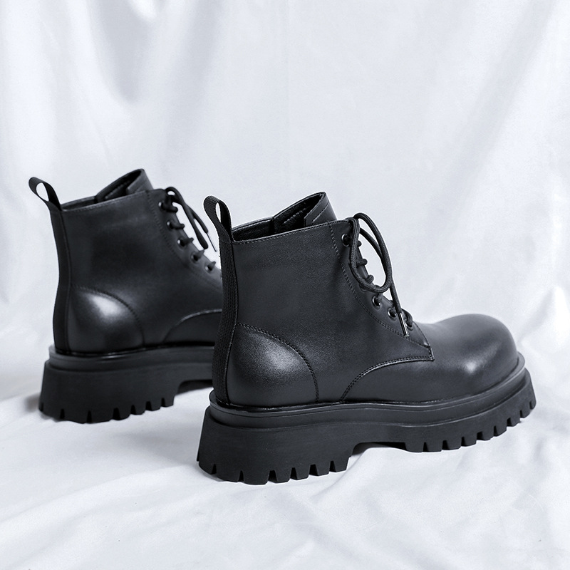 Black Martin Boots For Men Leather Motorcycle Ankle Boots Style_voghion.com