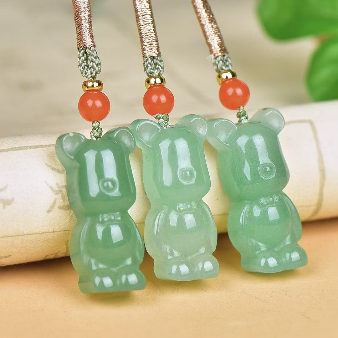 천연 AVENTURINE 핑 버클 펜던트 RUYI 잠금 옥 옥 우시 브랜드 GUANYIN 펜던트 라이브 공급 도매