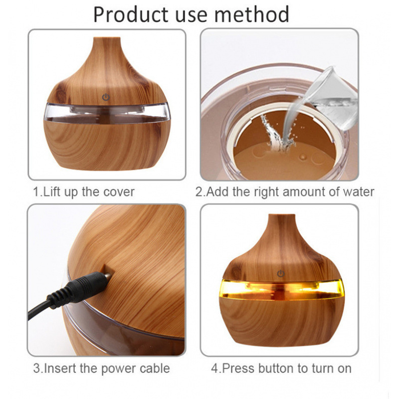 Venta al por mayor de humidificadores ultrasónicos de grano de madera, mini humidificadores portátiles de niebla de oficina de escritorio