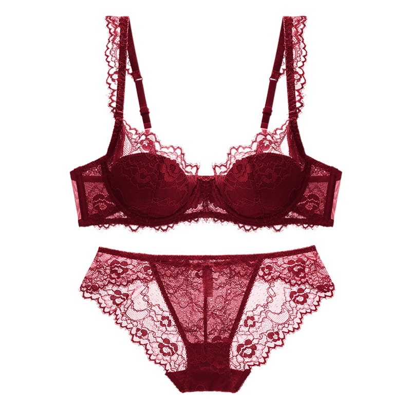 Sujetador de encaje sexy transfronterizo ropa interior roja reunida traje nacimiento año francés puro deseo sujetador ropa interior para mujeres