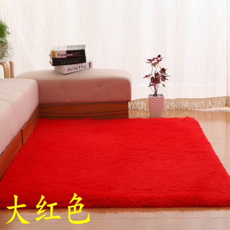 Moderno minimalista sala de estar de color sólido alfombra de piso de lana de seda dormitorio de noche Alfombra de lana larga Nordic ins manta suave