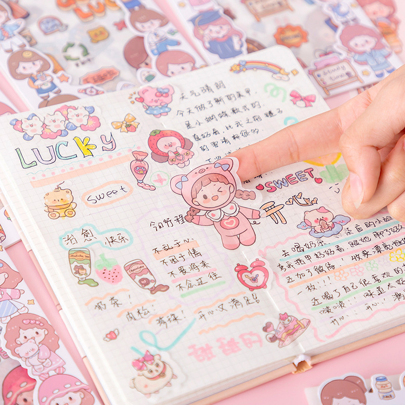 Serie diaria de Anxiaoran de diario y pegatinas de papel 4 piezas en DIY diario álbum material decorativo papelería pegatinas