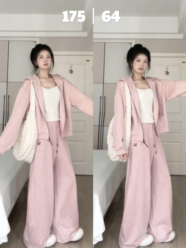 宽松连帽卫衣卫裤早秋外套女2025春秋女装百搭韩系慵懒风休闲套装|undefined
