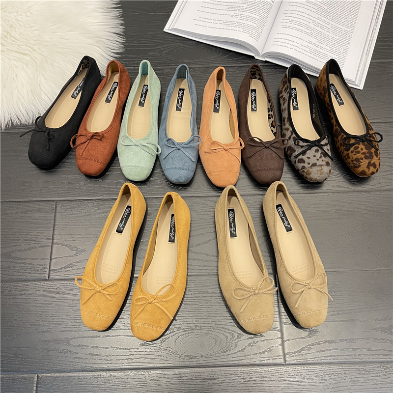 Flat Peas Spring Shoes Women's Shoes 2024 New Spring Square Head Bow Ballet Spring and Autumn Joker Shoes Flat Peas Spring Shoes Women's Shoes 2024 New Spring Square Head Bow Ballet Spring and Autumn Joker Shoes