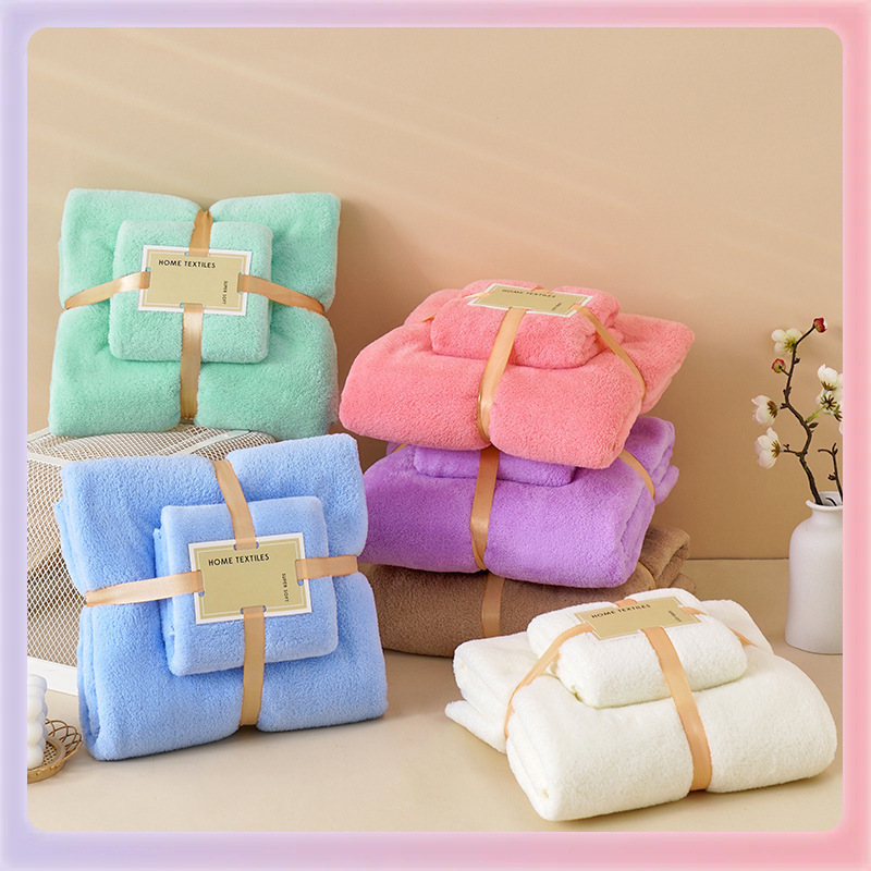 ✅ High-Density Coral Velvet Mother-Child Towel Set Is More Absorbent Than Pure Cotton Bath Towel Two-Piece Set, Soft and Skin-Friendly Bath Towel