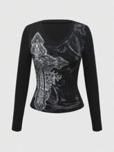 I 73006 Pure desire V-neck long sleeve T-shirt ���� V�쳤��T
