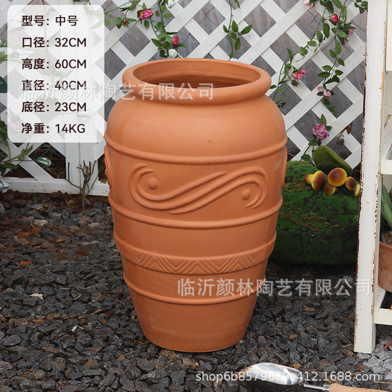 Paisaje de aterrizaje maceta de cerámica roja maceta de cerámica gruesa jardín decoración jar jardín jardín jardín floresta combinación de cerámica ventilada pastoral