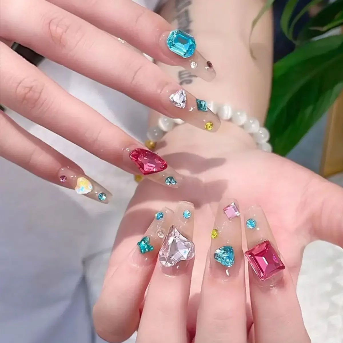 Internet celebrity monkey same style nail art gem diamond jewelry texture crystal diamond multi-cut axe pointed bottom diamond nail sticker