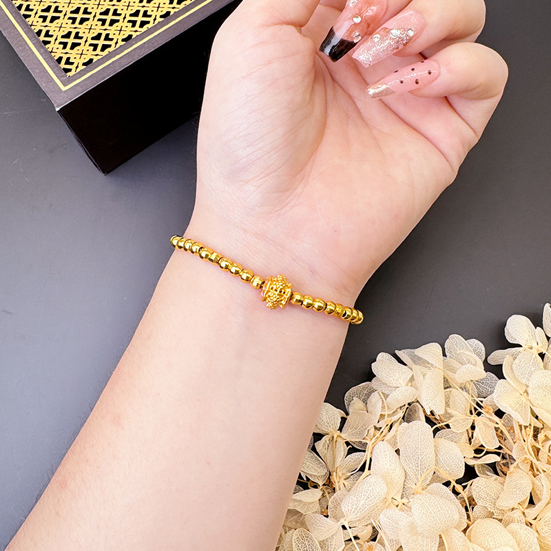 Nuevo oro de arena vietnamita mariposa goteo de aceite láser cuentas Bungee pulsera de cuentas versátil no se desvanece el suministro de joyas retro