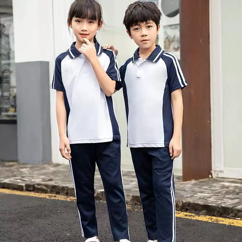 Одежда для детского сада сине-Белая школьная форма костюм для учеников начальной школы спортивная одежда с короткими рукавами для занятий в классе детская одежда для первого класса