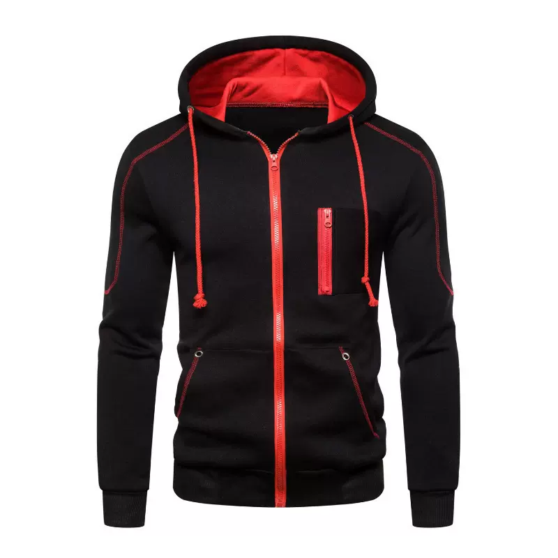 2024跨境秋新款wish亚马逊男士休闲开衫连帽卫衣来图定 制速卖通