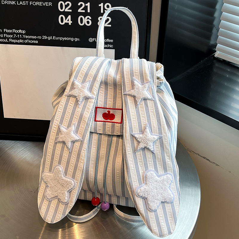 2025 Summer New Cute Rabbit Ear Bag Large Capacity Backpack Commuting Backpack High-Looking Bag Women's School Bag