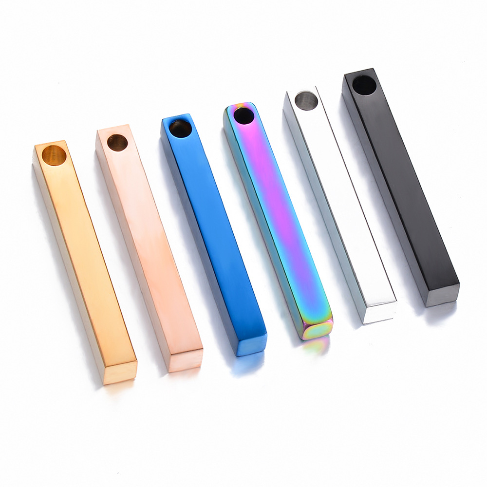 201 Stainless Steel Material 5 PCS/Package Stainless Steel Customization Laser Engraving Rectangle Charms Jewelry Accessories