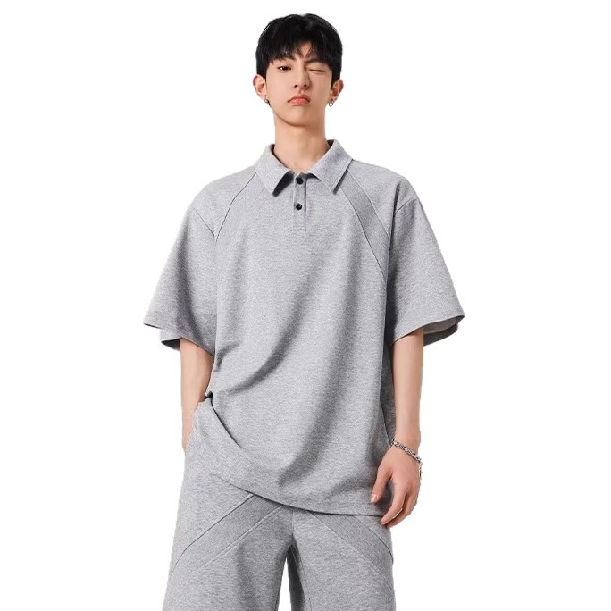Nasa Summer Wear Simple Style Polo Shirt Suit Short-Sleeved Lapel Shirt 2025 New Casual Sports Shorts