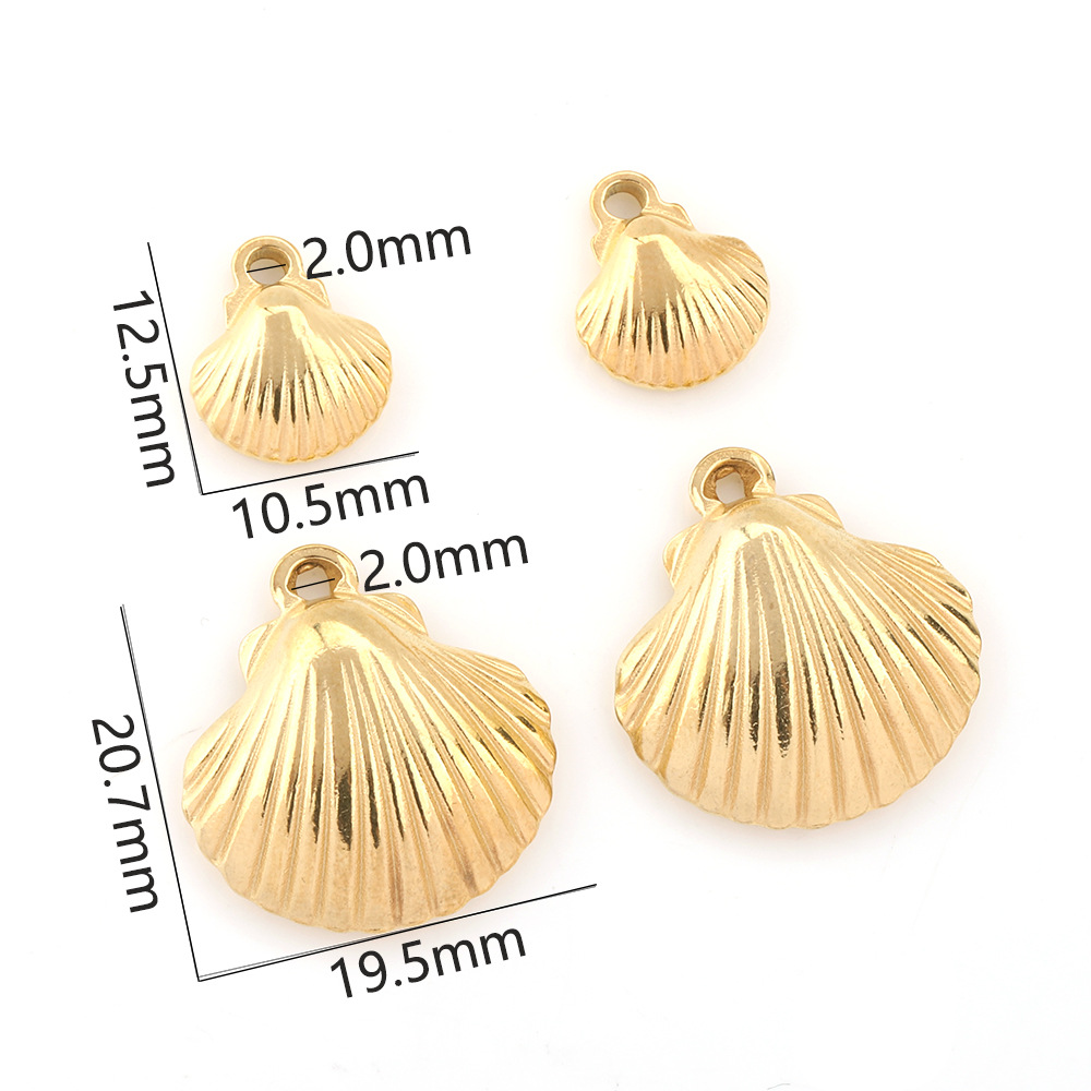 18K Gold Plated Plating Material 10 PCS/Package 12.5mm 20.5mm 304 Stainless Steel 18K Gold Plated Shell Pendant Pendant