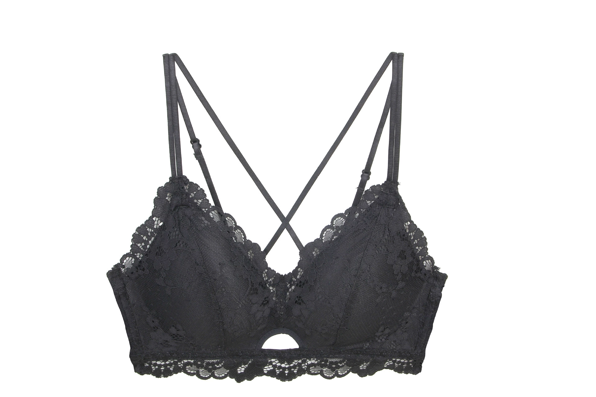 Lace sexy thin wireless bra, underwear, set, thin strap, beautiful back