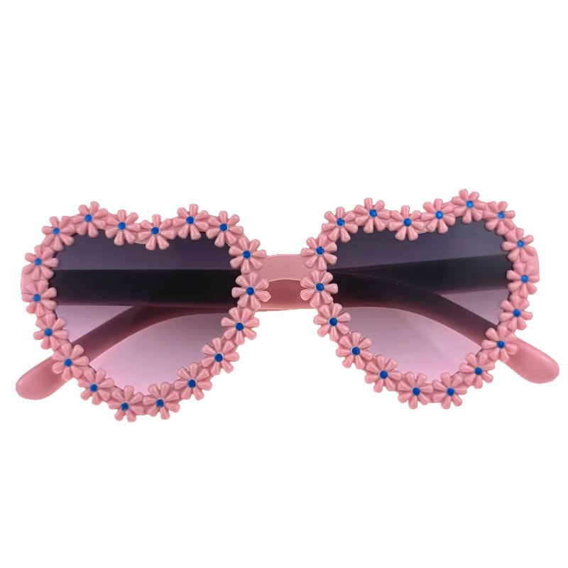 Cute, Novelty Style Cute Novelty Heart Shape Ac UV400 Protection Tinted Lenses Special-Shaped Mirror Full Frame Kids Sunglasses