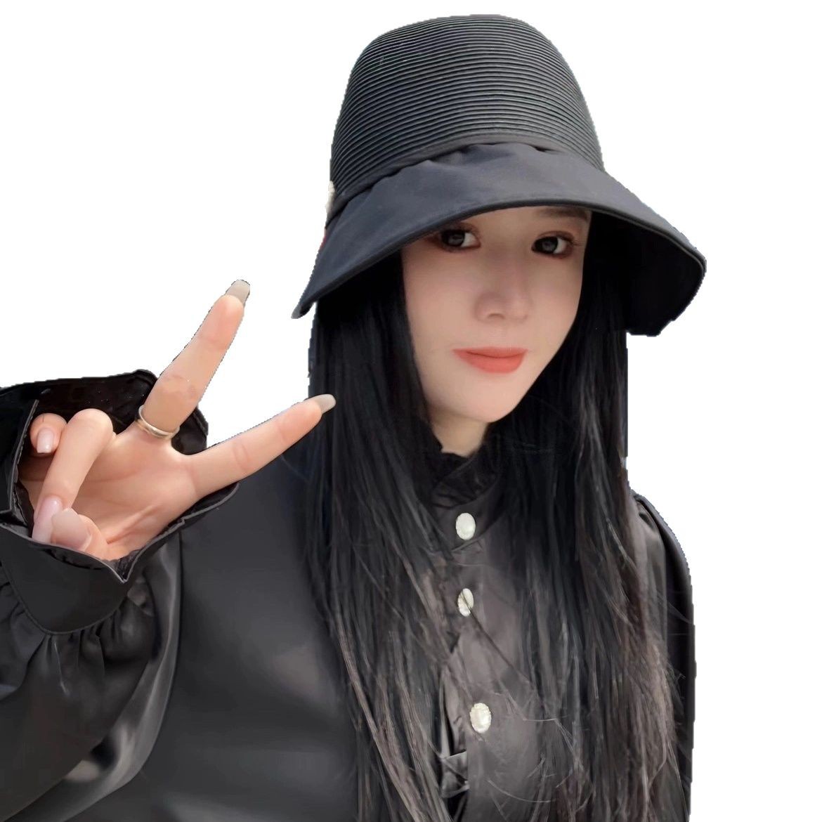 Verano sombrero de sombrero solar sombrero de pescador cúpula sombrero de mujer sombrero de gran brillo para mostrar la cara sombrero pequeño sombrero de protección solar sombrero de paja casual de moda